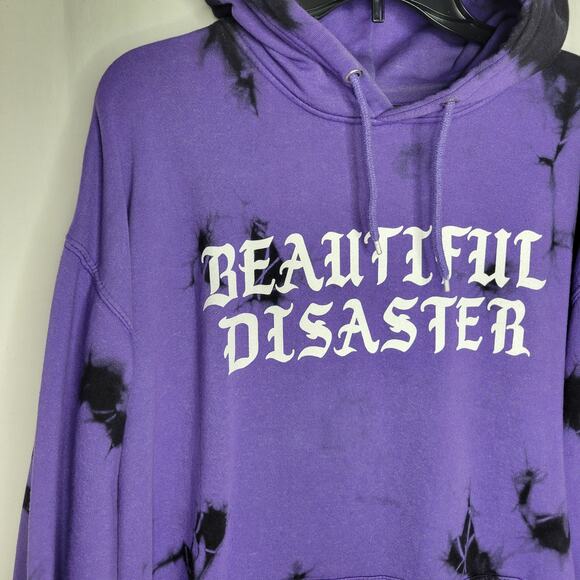 Beautiful Disaster Purple Tie Dye Know My Story Pullover Hoodie Size Curvy 2XL - Picture 3 of 10